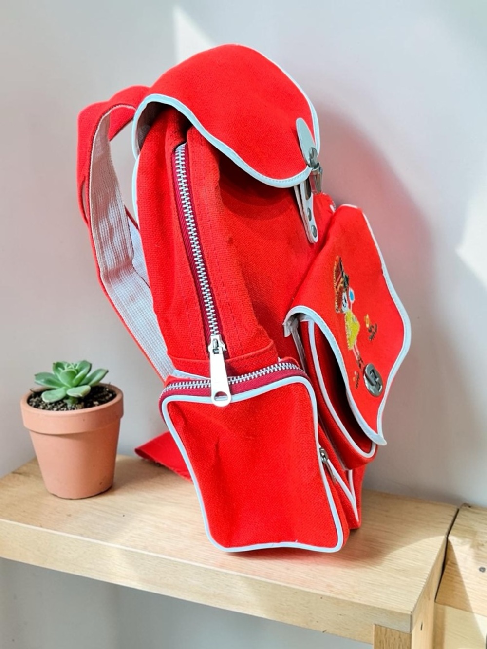 Embroidered children’s canvas backpack kawaii folk style vintage - Picture 2 of 12